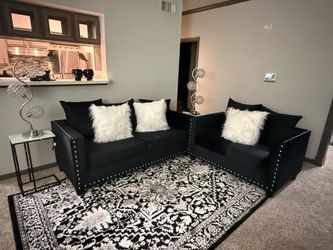 Sofa and loveseat black velvet on sale for: