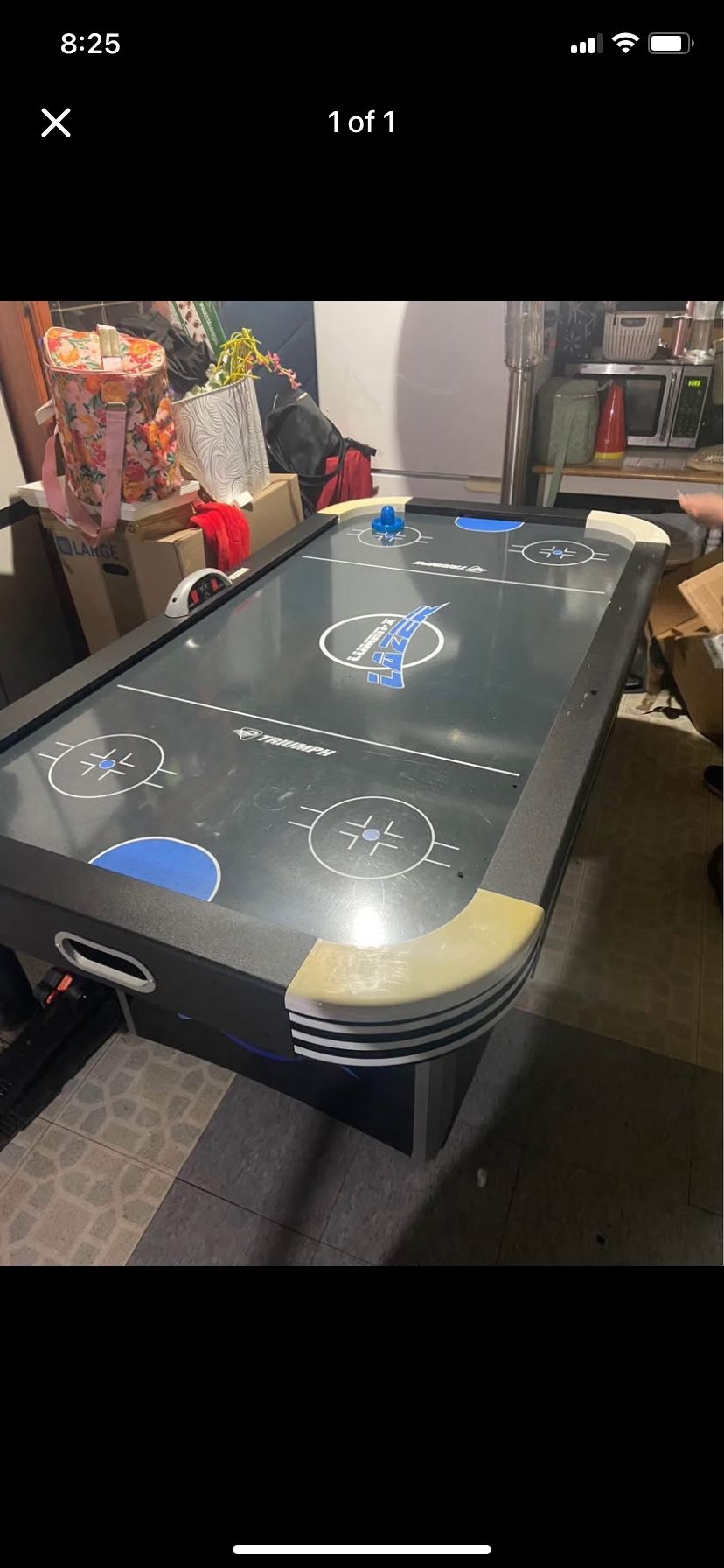 Triumph Sports Lumen-X Lazer 6' Interactive Air Hockey Table Featuring All-Rail LED Lighting and In-