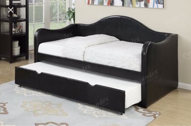 🖤 Black Day Bed a/ Trundle 🖤 Mattresses sold separately 💛 EZ approvals with an active checking account and income! 🎇 Jordan Home Furniture 🎇