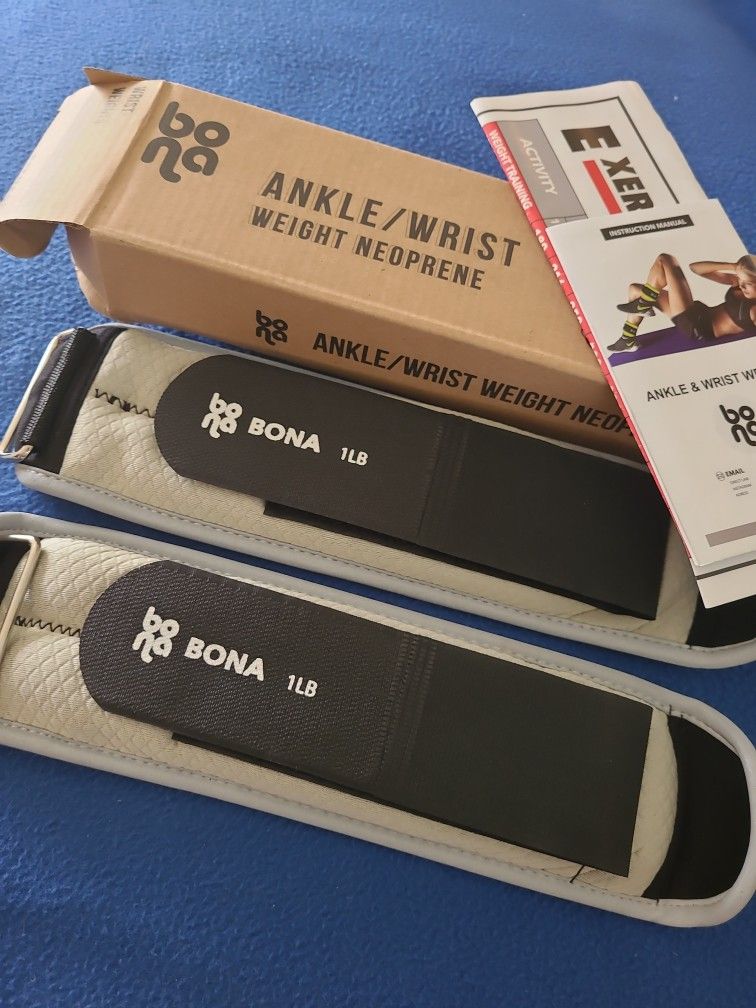 New Bona Ankle/Wrist Weight Neoprene 2 Each Weights 1 Pound Each