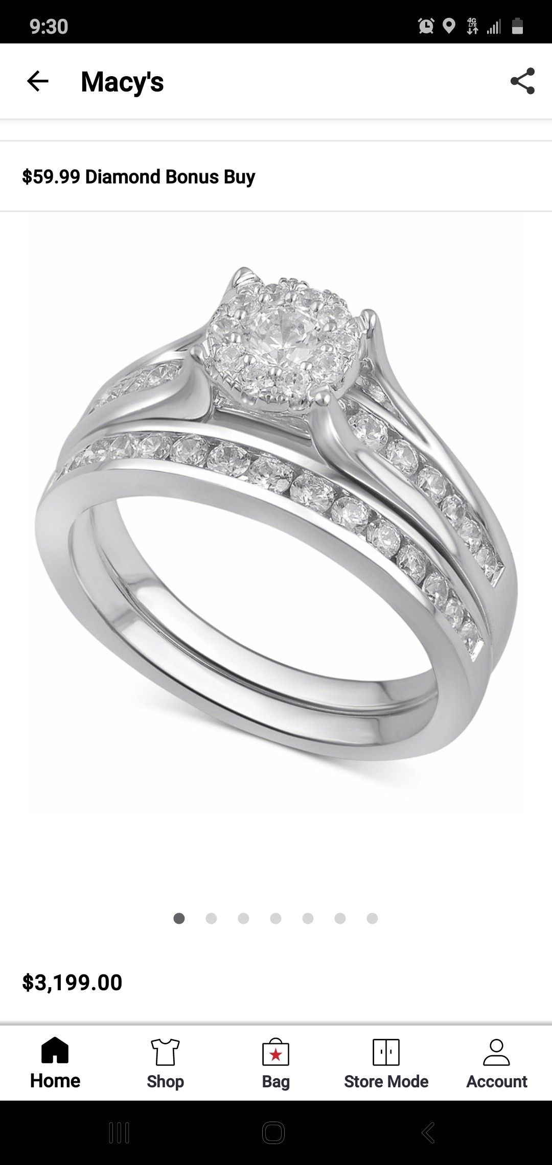 Engagement ring and wedding band. 14k white gold