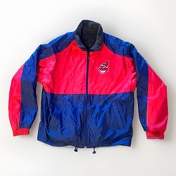 VTG MLB Cleveland Indians M Reversible Nylon Jacket G-III Genuine Merchandise