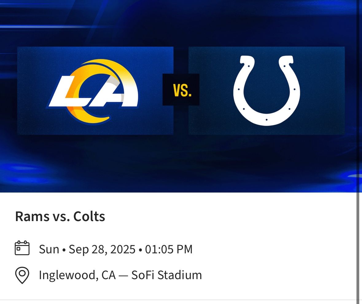 Rams Vs Colts Tickets  9-28