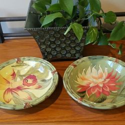 (2) Floral Bowls by Raymond Waites- (CIC) Certified International Corporations