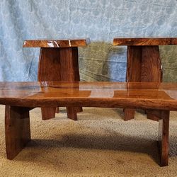 Live Edge Mesquite Coffee Table 2 End Tables
