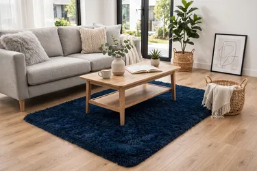 Navy Blue Plush Rug 9x6 Ft Shaggy - Brand New