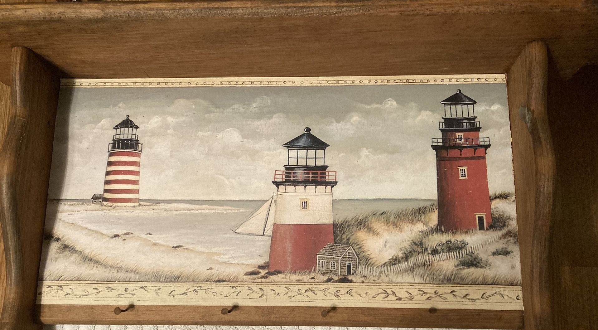 Nautical Lighthouse Towel/key rack and shelf