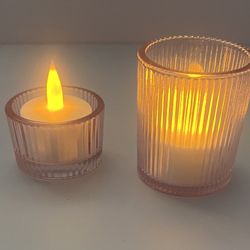 24 Pcs Glass Votive Candle Holders – Pink