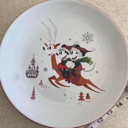 Disney Santa Mickey And Minnie Mouse Plate