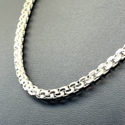 10k White Gold Necklace 22” Rounded Box Chain 3.6mm 132929 1