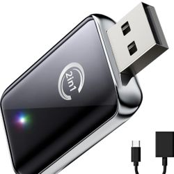 Wireless CarPlay Adapter, 2-in-1 USB Dongle with Stable Connection, Plug and Play, Mini Size