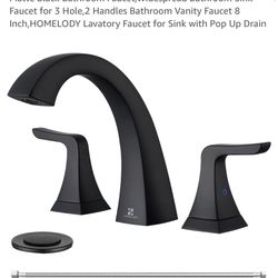 Matte Black Bathroom Faucet, Widespread Bathroom Sink Faucet for 3 Hole,2 Handles Bathroom Vanity Faucet 8 Inch, HOMELODY Lavatory Faucet for Sink wit