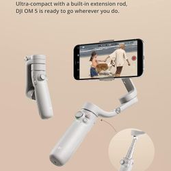 DJI OM 5 Smartphone Gimbal Stabilizer, 3-Axis Phone Gimbal, Built-In Extension Rod, Portable and Foldable, Android and iPhone Gimbal with ShotGuides, 