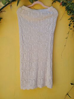 Beige crochet pencil skirt