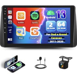2G 64G Android 13 Car Stereo Carplay Radio for Dodge Grand Caravan 2011-2020 / for Chrysler Town & Country 2012-2016 with Android Auto, 9” Touchscreen