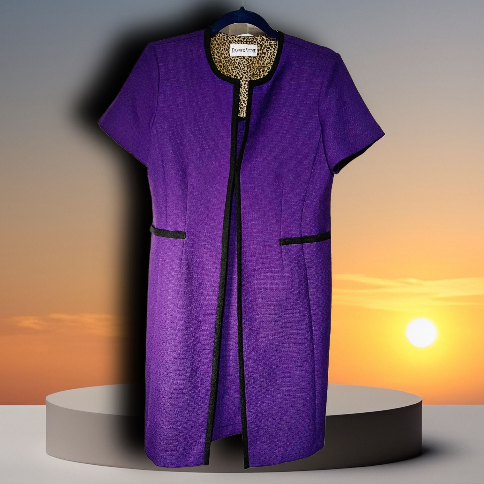 Danny & Nicole Purple Jacket Dress w/ Black Trim – Classy & Stylish