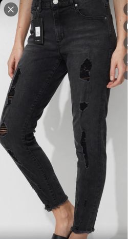 Black Distressed High-Rise Skinny Jeans