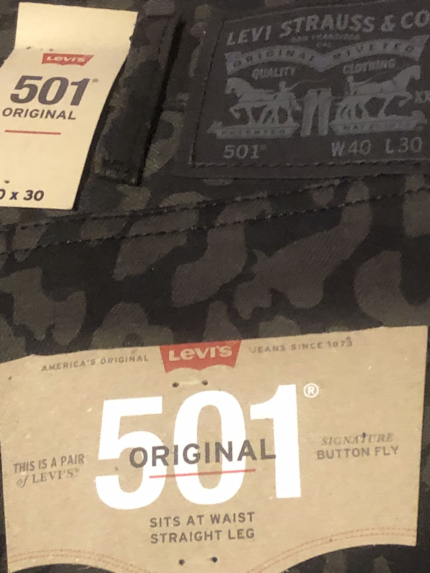 Brand New Levi 501 Rigid Camo Jeans Mens