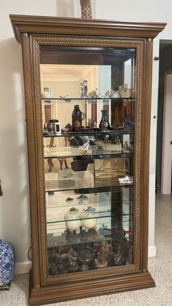 Traditional Wood and Glass Curio Cabinet