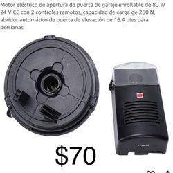 80W 24V DC Electric Rolling Garage Door Opener Motor with 2 Remote Controls, 250W Load Capacity