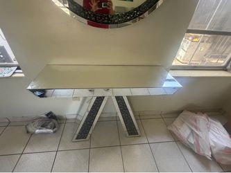 Mirrored Console Table with Crystal Legs