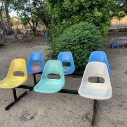 Vintage  Chairs Benches  Fiberglass With Metal …..