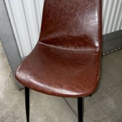 Set Of 4 Brown Leather dining Chairs