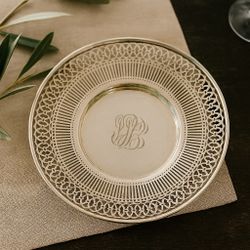 Frank M. Whiting USA 1950s Sterling Silver Pierced Monogrammed Tray, 9” 227 g