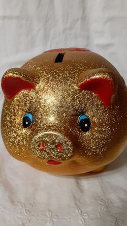 Gold Chinese Piggy Bank - Ceramic