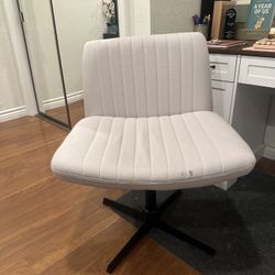White Beige Desk Chair / vanity Chair 