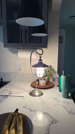 Vintage Industrial Nautical Table Lamp – Metal Cage Lantern