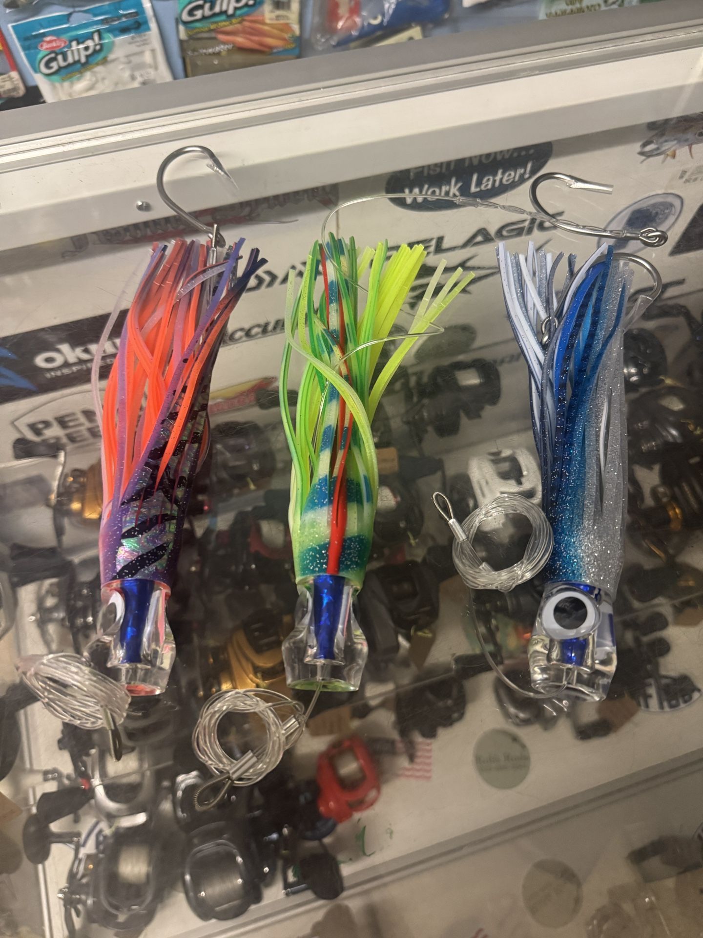 Trolling Style Salt Water Fishig Lures. Rigged With Leader And Hook. 