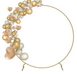 YUSING 7.2 Ft Round Backdrop Stand Wedding Arch for Ceremony, Round Balloon Arch Stand with Birthday Party, Baby Shower, Garden Decoration(Gold)