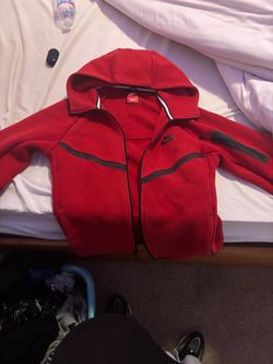 Red nike tech zip up