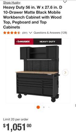 Workbench Toolchest with Pegboard and Cabinets