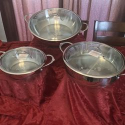 SUPER ESPECIAL PRINCESS HOUSE 💜  Las 3 Caserola Con Tapaderas Solo $370 Todo Nuevo Incluyes