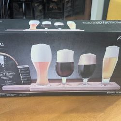 Final Touch Beer Tasting 6 Piece Glass Set with Wooden Paddle