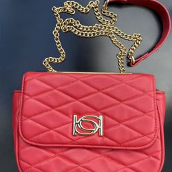 Bebe Red Quilted Crossbody Purse Gold Chain Shoulder Bag Small Handbag 