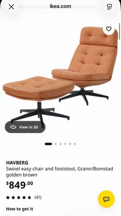 HAVBERG Swivel easy chair and footstool, Grann/Bomstad golden brown