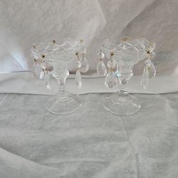 Antique Crystal Candle Holder 