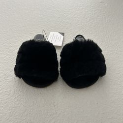 UGG Fluff Yeah Slides Black Slippers Strap Baby Newborn 0/1 