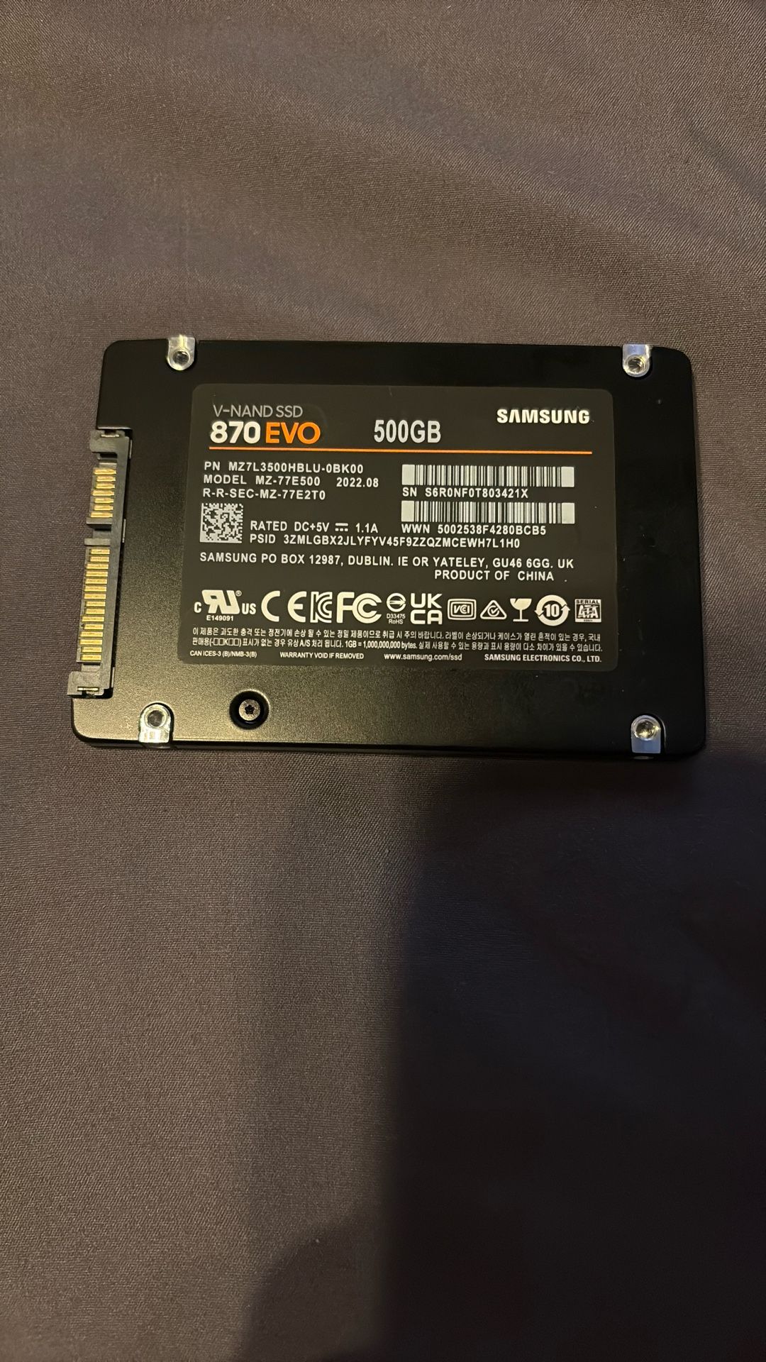 Samsung 870 Evo 500g Fully Tested Great Condition