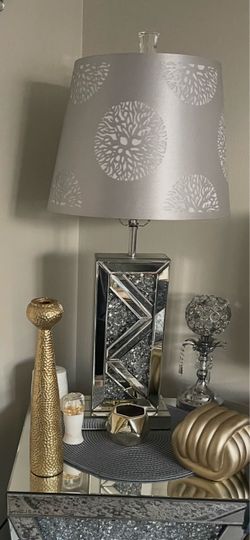 Mirrored Table Lamp with Patterned Shade 2