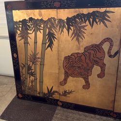 ANTIQUE CHINESE WALL ART--4 Panels  --Each Panel 18 Inches Wide X 36 Inches High --Circa 1920s