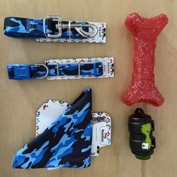 New Pet parent kit: with car seat cover/feeder/toy/potty bags/and matching leash/collar/bandana