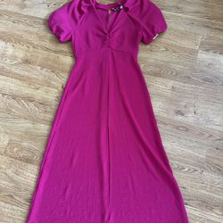 Zara Magenta  Slit Midi Dress XS