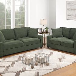 2-Piece Sofa Set
2 Seat Sofa & Loveseat

Color: Forest Green

