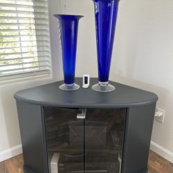 Black Glass Door TV Stand 