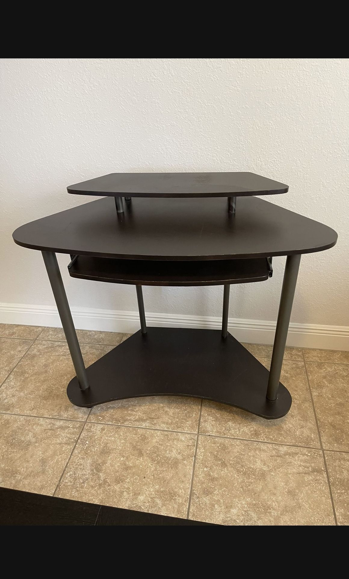 Corner  Desk With Sliding  Keyboard Tray - Brown/Black