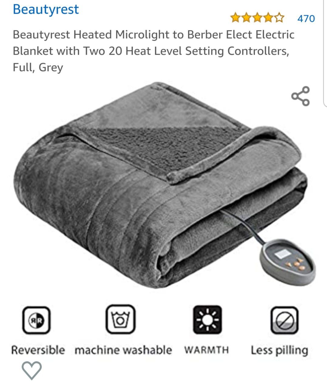 Beautyrest full size electric microlight blanket